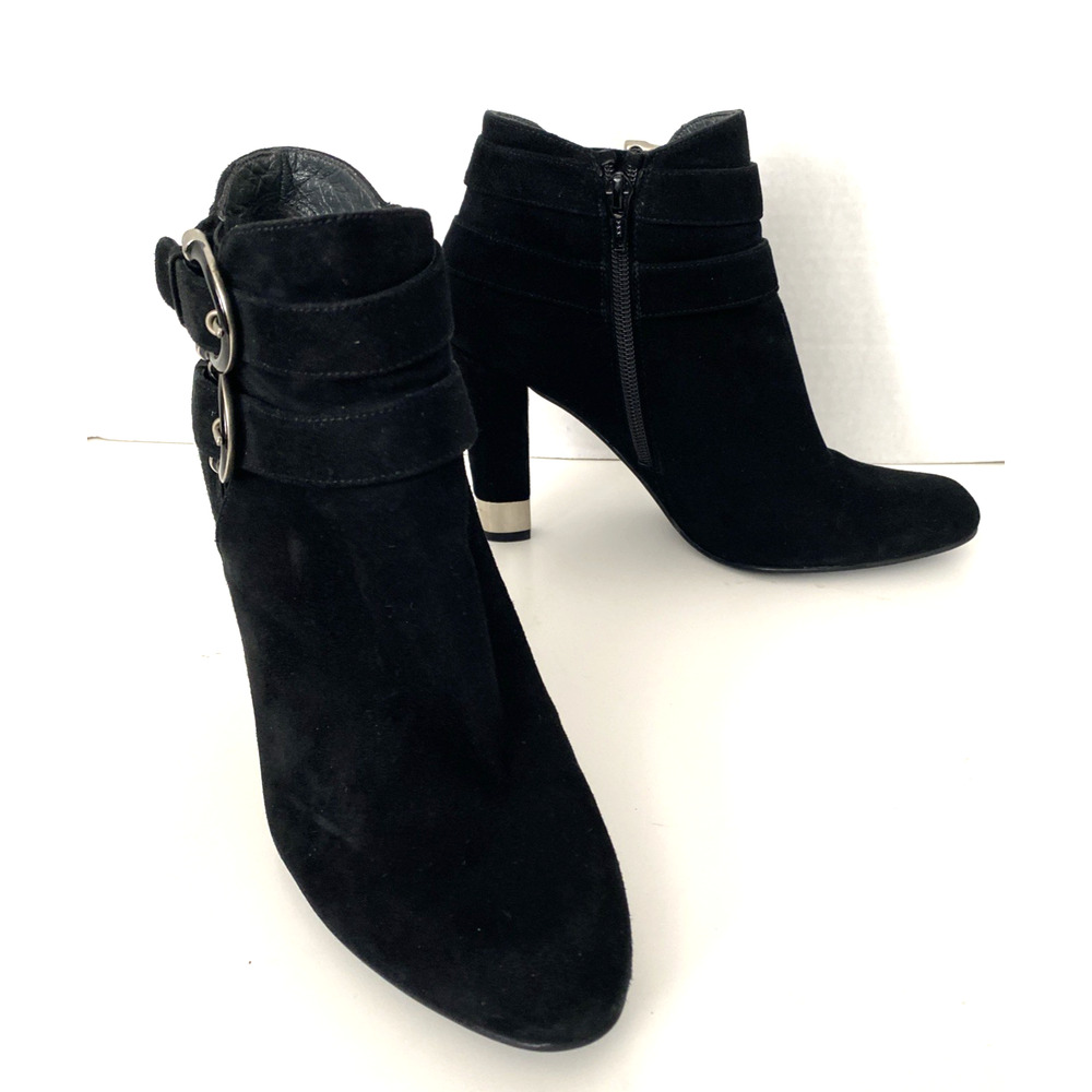 Stuart Weitzman Suede Bootie Ankle Boot Black Alm… - image 7